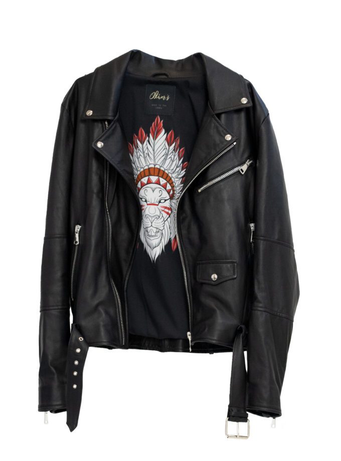 Giubbotto nero in vera pelle da uomo D54 O9iver's